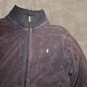 Polo Ralph Lauren Y2K Velour Zip Up Jacket Streetwear Brown Size L